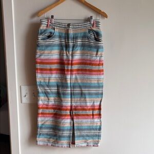 Striped Midi Skirt in Blue, Pink & Orange